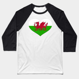 I Love Wales - Heart Welsh Dragon Baseball T-Shirt